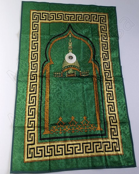 Молитвенный коврик дорожный с компасом в сумке зеленой
