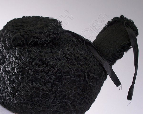 Мужская каракулевая шапка ручной работы черная (сорт - чистопородный пулат)