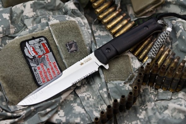 Тактический нож Alpha Kizlyar Supreme (сталь AUS-8 Satin Serrated, рукоять кратон)