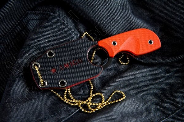 Шейный нож Amigo Z (сталь AUS-8 Black, рукоять G10 Orange)