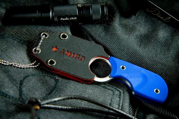 Шейный нож Amigo Z (сталь AUS-8 Satin, рукоять G10 Blue)