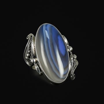 Серебряное кольцо (агат тонированный)