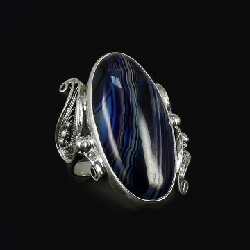 Серебряное кольцо (агат тонированный)