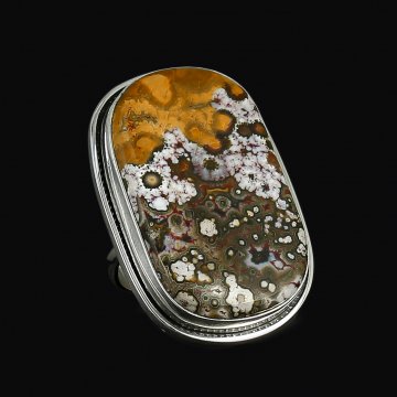 Серебряное кольцо Ромашковое поле (океаническая яшма)