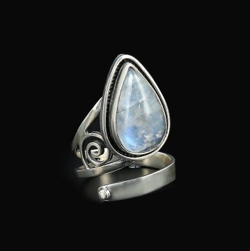 Серебряное кольцо Иней авторская работа (лунный камень)