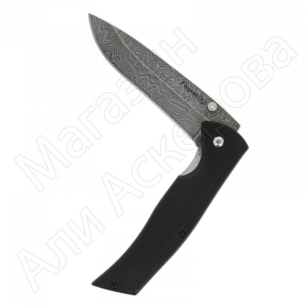 Кизлярский нож складной Гюрза (дамасская сталь, рукоять черный граб)