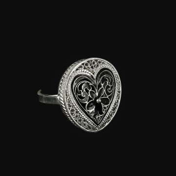 Кубачинское серебряное кольцо с филигранью ручной работы