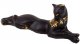 Сувенирная кошка "Багира" лежачая с росписью черная/золотистая №2