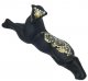 Сувенирная кошка "Багира" лежачая с росписью черная/золотистая малая