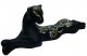 Сувенирная кошка "Багира" лежачая с росписью черная/золотистая большая