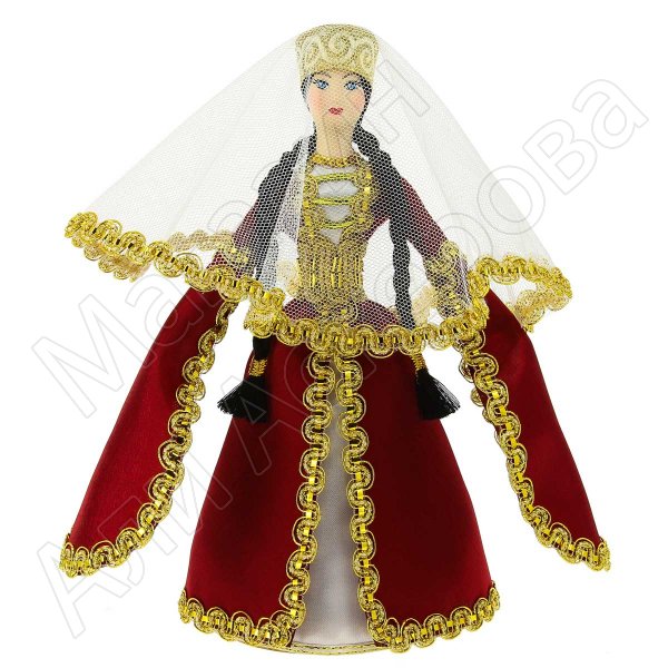 Керамическая кукла в кабардинском национальном костюме средняя