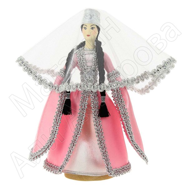 Керамическая кукла в осетинском национальном костюме средняя