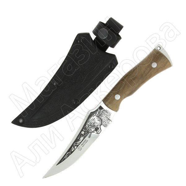 Кизлярский нож туристический Клык-2 (сталь AUS-8, рукоять орех, худож. оформление)