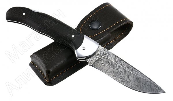 Складной нож Клык (дамасская сталь, рукоять дерево)