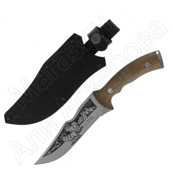 Кизлярский нож туристический Зодиак (сталь AUS-8, рукоять орех, худож. оформление)