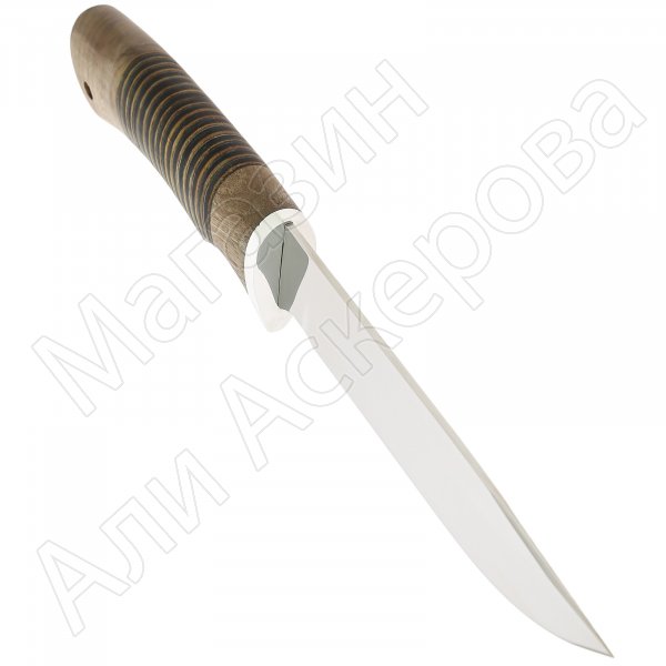 Нож Осетр (сталь 65Х13, рукоять орех, наборная кожа)