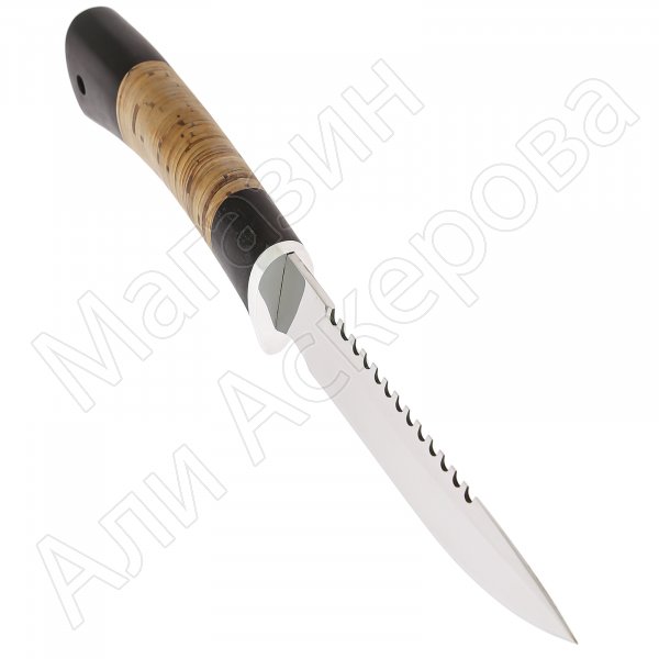Нож Ерш (сталь 95Х18, рукоять черный граб, береста)