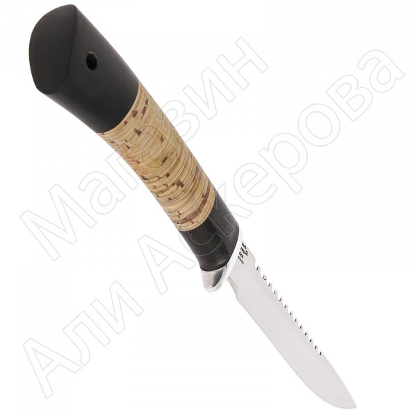 Нож Ерш (сталь 95Х18, рукоять черный граб, береста)