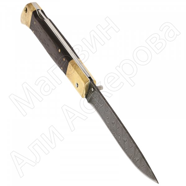 Складной нож Стрелец (дамасская сталь, рукоять венге, латунь)