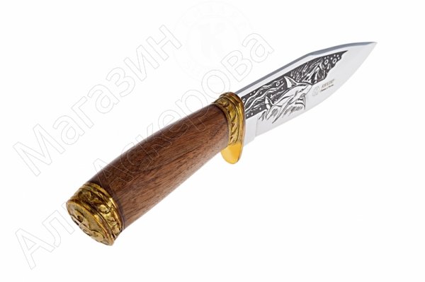 Кизлярский нож туристический Акула-2 (сталь AUS-8, рукоять орех, худ. оформ.)