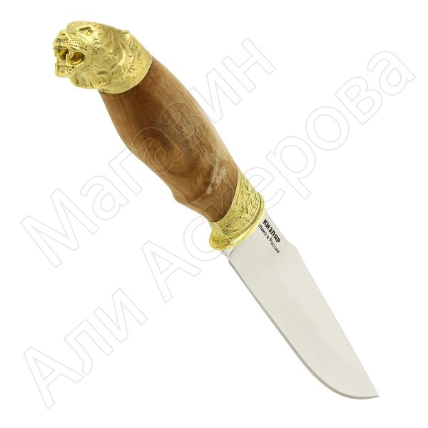 Кизлярский нож разделочный Барс (сталь Х50CrMoV15, рукоять орех, латунь)