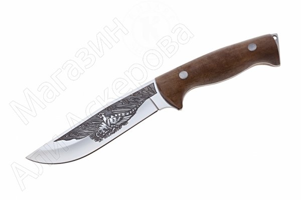 Кизлярский нож туристический Фазан (сталь AUS-8, рукоять орех, худ. оформ)