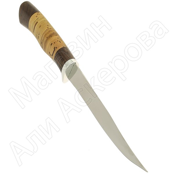 Нож Пескарь (сталь 65Х13, рукоять дерево, береста)