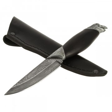 Кизлярский нож разделочный Сокол (дамасская сталь, рукоять черный граб)