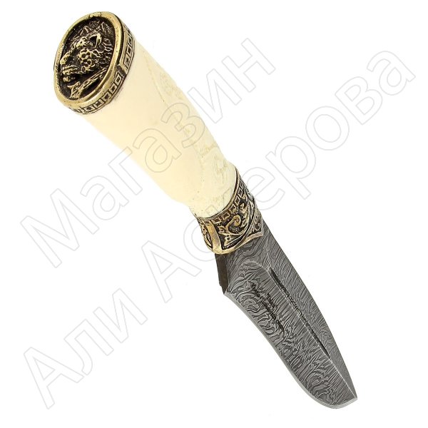 Кизлярский нож разделочный Тайга (дамасская сталь, рукоять кость)