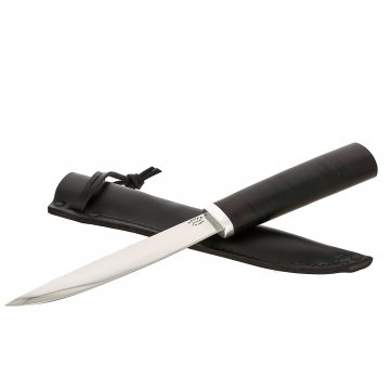 Нож Якут большой (сталь Х12МФ, рукоять черный граб, кожа)