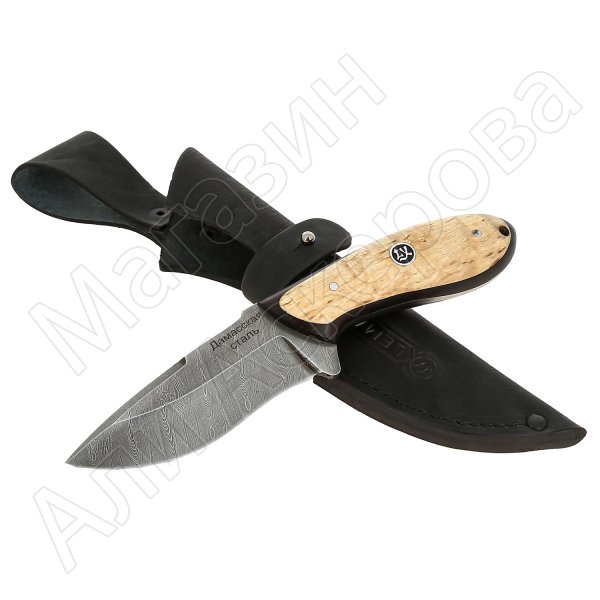 Нож Лиса (сталь дамасская, рукоять карельская береза)