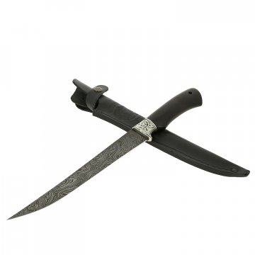 Нож Филейный-1 (дамасская сталь, рукоять черный граб)
