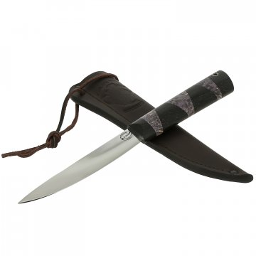 Нож Якутский средний (сталь Х12МФ, рукоять черный граб, стабилизированная карельская береза)