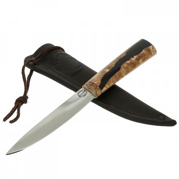 Нож Якутский средний (сталь Х12МФ, рукоять орех, черный акрил)