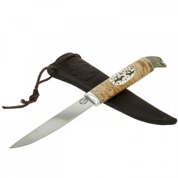 Нож Якутский средний (сталь Х12МФ, рукоять карельская береза с рисунком)