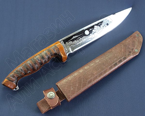 Разделочный нож большой Зодиак (сталь 65Х13, рукоять дерево)