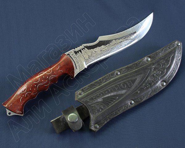 Разделочный нож большой Скорпион (сталь 65Х13, рукоять дерево)