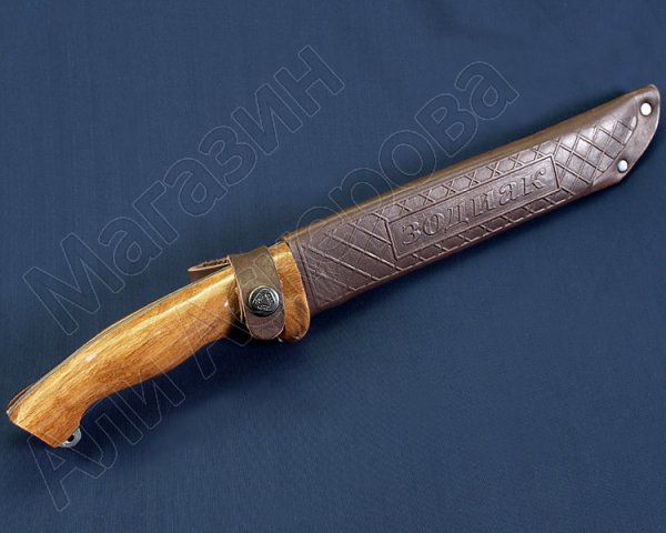 Разделочный нож большой Зодиак (сталь 65Х13, рукоять дерево)