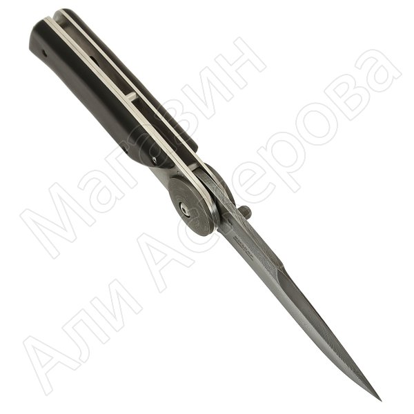 Кизлярский нож складной Байкер-1 (дамасская сталь, рукоять черный граб)