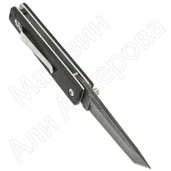 Складной нож Танто (дамасская сталь, рукоять черный граб)