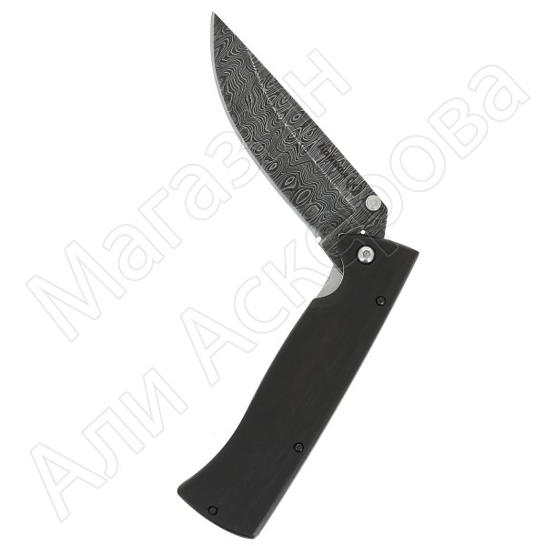Кизлярский нож складной Байкал (дамасская сталь, рукоять черный граб)