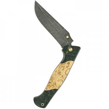 Складной нож Актай-2 (дамасская сталь, рукоять цветная карельская береза)