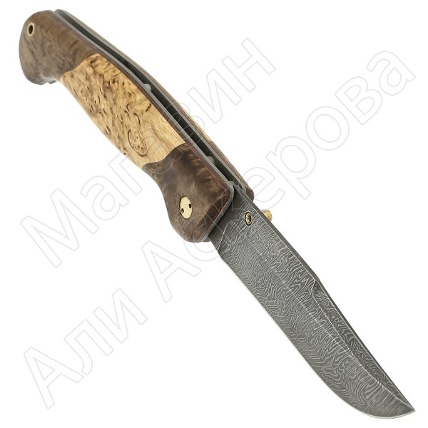 Складной нож Варяг-2 (дамасская сталь, рукоять цветная карельская береза)