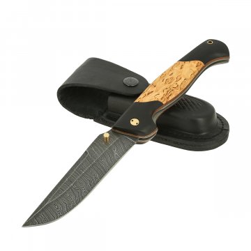 Складной нож Актай-2 (дамасская сталь, рукоять черный граб, карельская береза)
