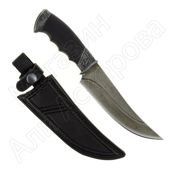 Кизлярский нож разделочный Жало (дамасская сталь, рукоять черный граб)