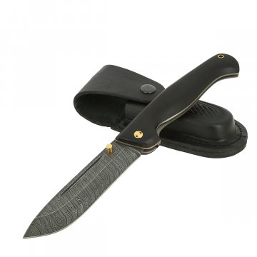 Складной нож Партнер-2 (дамасская сталь, рукоять черный граб)