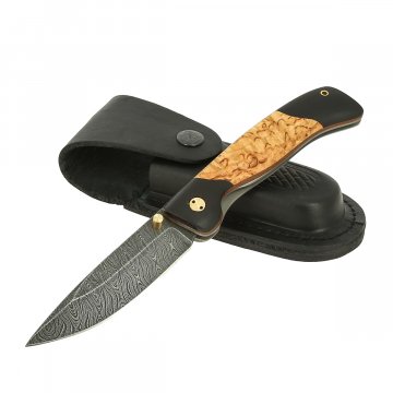 Складной нож Сормовский (дамасская сталь, рукоять черный граб, карельская береза)