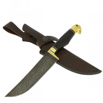 Нож Узбек (дамасская сталь, рукоять черный граб)