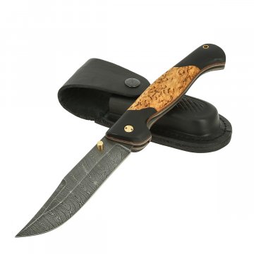Складной нож Варяг-2 (дамасская сталь, рукоять черный граб, карельская береза)