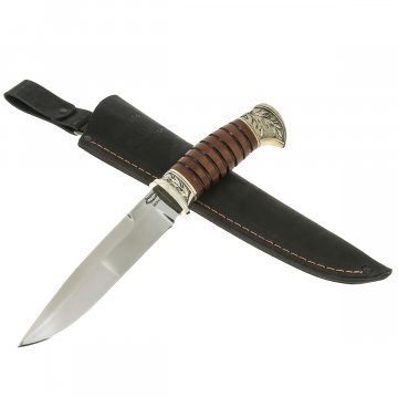 Нож пластунский Витязь (сталь 65Х13, рукоять бук, худож. литье)